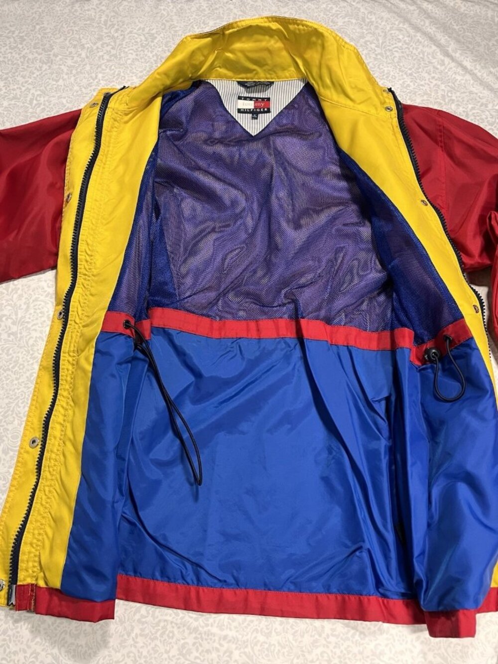 Vintage Tommy Hilfiger Red Jacket Womens Small Colorblock Lined 90s - Picture 8 of 13